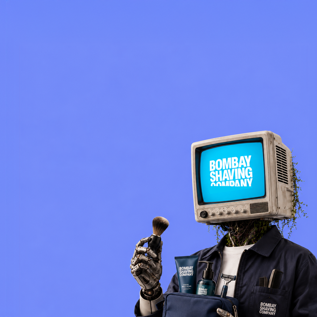 ElevateOS · Bombay Shaving Co. — illustrative (production ad creatives to be swapped in)